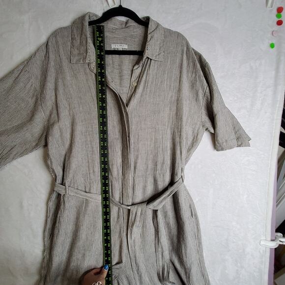 Z Supply XL Linen Striped Jumpsuit Ellora w belt Oatmeal beige Widelegs Stylish - Picture 10 of 16